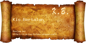Kis Bertalan névjegykártya
